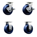 Service Caster 5 Inch Solid Polyurethane Caster Set with Ball Bearings 2 Brakes 2 Rigid SCC-20S520-SPUB-TLB-2-R-2